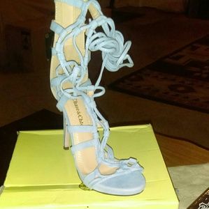 Light blue denim heel